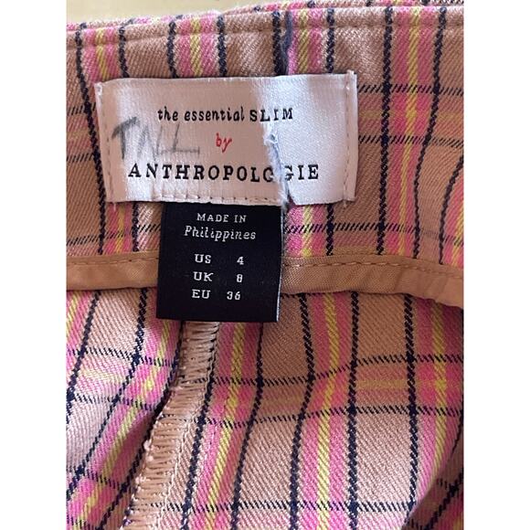 Anthropologie The Essential Slim Plaid Check High Rise Ankle Pants Size 4 - Picture 8 of 8
